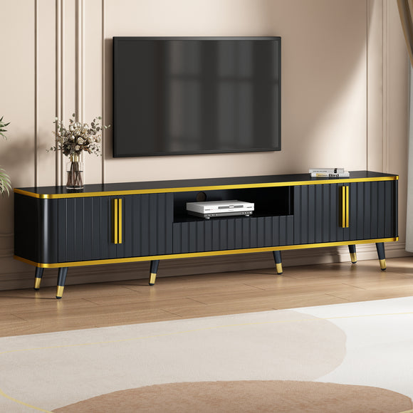 ON-TREND Luxury Minimalism TV Stand with Open Storage Shelf for TVs Up to 85