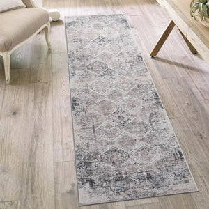 NAAR PAYAS Collection 2X8 Cream/Anthracite /Traditional Non-Shedding Living Room Bedroom Dining Home Office Stylish and Stain Resistant Area Rug