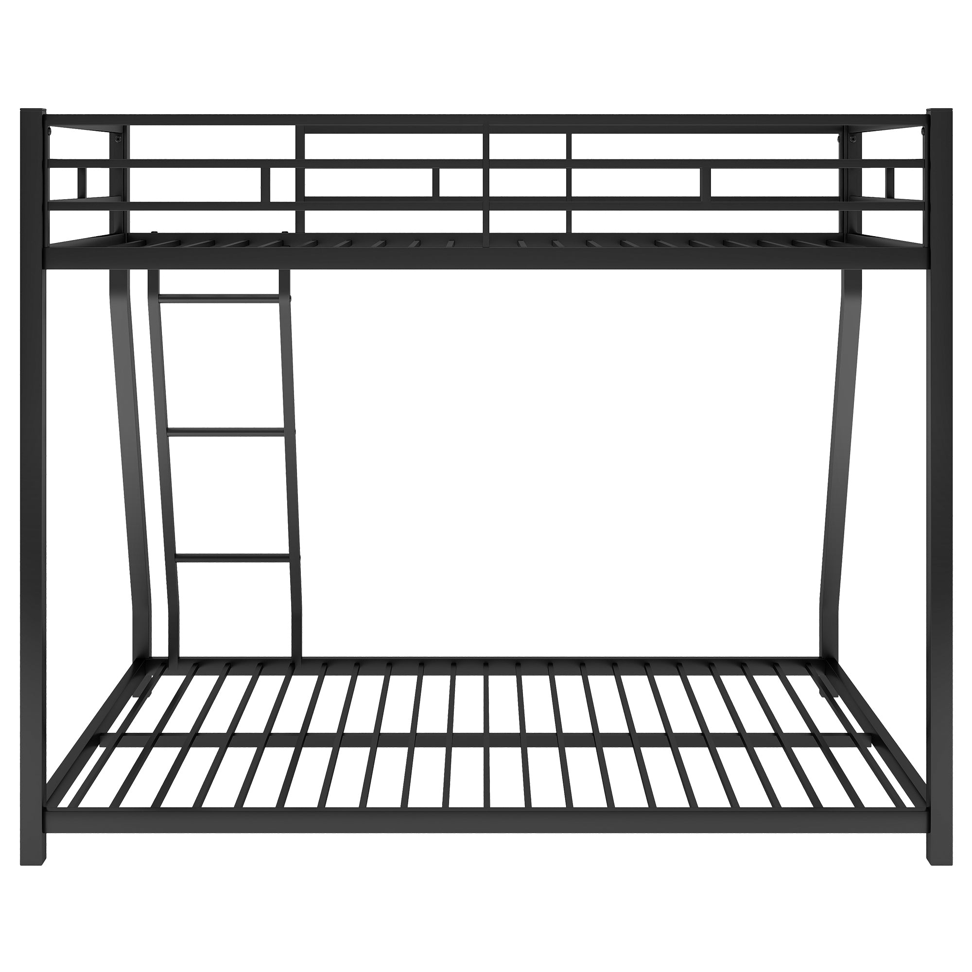 Metal Floor Bunk Bed, Twin over Full,Black