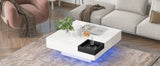 ON-TREND Modern Minimalist Design 31.5*31.5in Square Coffee Table with Detachable Tray and Plug-in 16-color LED Strip Lights Remote Control for Living Room( OLD SKU: WF291303AAK )