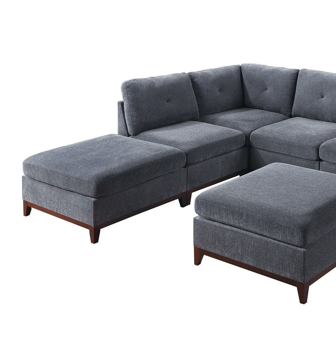 Ash Grey Chenille Fabric Modular Sectional 7pc