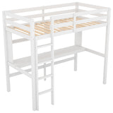 Twin Size Loft Bed with Convenient Desk, Shelves, and Ladder, White(Similar SKU:SM001302AAK)