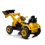 Ride on Excavator, 12V Battery Powered Construction Vehicles for Kids, Front Loader with Horn, 2 Speeds, Forward/Backward, Safety Belt,Treaded Wheels, Digger, Yellow Ride on Car