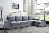 Dunlin 121" Light Gray Linen Reversible Modular Sectional Sofa Chaise