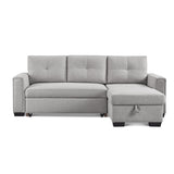 91" Light Grey Reversible Sleeper Sectional with Storage Chaise