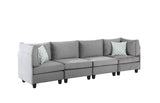 Zelmira Gray Velvet 6Pc Modular Sectional Sofa