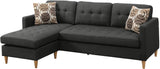 Black Polyfiber Sectional Reversible Chaise