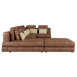 112.7" Modular Sectional Sofa Corner Sofa Chaise Lounge with Movable Ottoman for Living Room, Brown