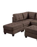 Black Coffee Linen Like Fabric 7pc Set Living Room Corner L-Sectional