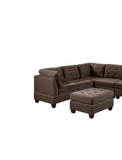 Black Coffee Linen Fabric Contemporary Modular Sectional 8pc Set