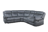 Dollum Sectional Sofa  in Two Tone Gray Velvet