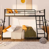 Black Twin over Full Metal Bunk Bed with Comfortable Rungs, Easy to assemble