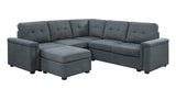 Isla Gray Woven Fabric 6-Seater Sectional Sofa with Ottoman