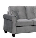 Gray Velvet Fabric Upholstered Sectional