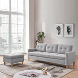 87 In Light Grey Reversible Sectional Sofa with Ottoman