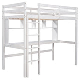 Twin Size Loft Bed with Convenient Desk, Shelves, and Ladder, White(Similar SKU:SM001302AAK)