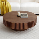 39.37'' Round MDF Coffee Table Mid Century Modern Coffee Table Unique Coffee Table for Living Room Furniture, Tea Table WALNUT