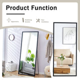 Fourth generation black solid wood frame full-length mirror, dressing mirror, bedroom porch, decorative mirror, clothing store, floor standing large mirror, wall mounted. 71 "* 31.5"