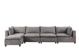 Madison 157" Light Gray Fabric 5 Piece Modular Sectional Sofa Chaise