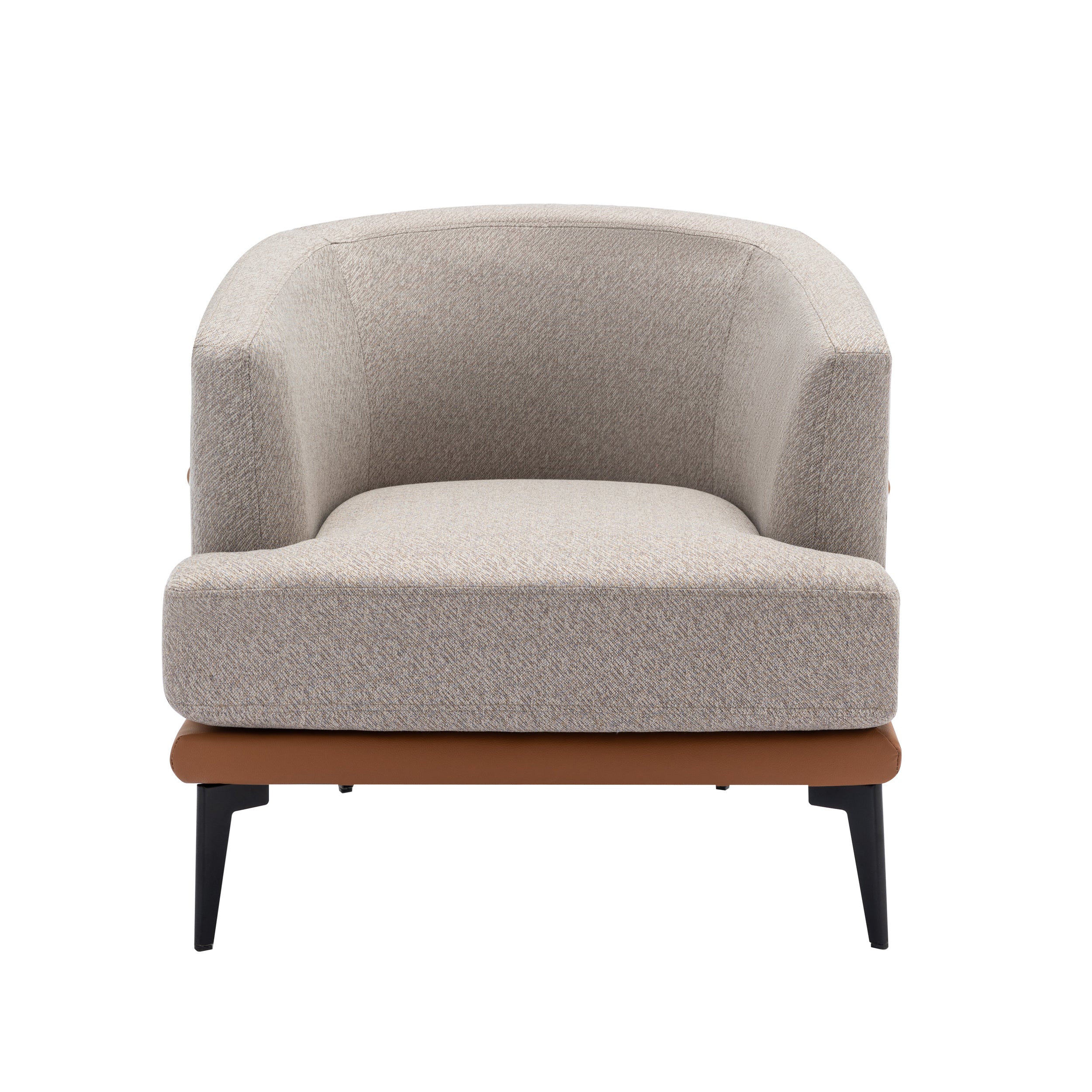 Modern Two-tone Burnt Orange Barrel Fabric Chair