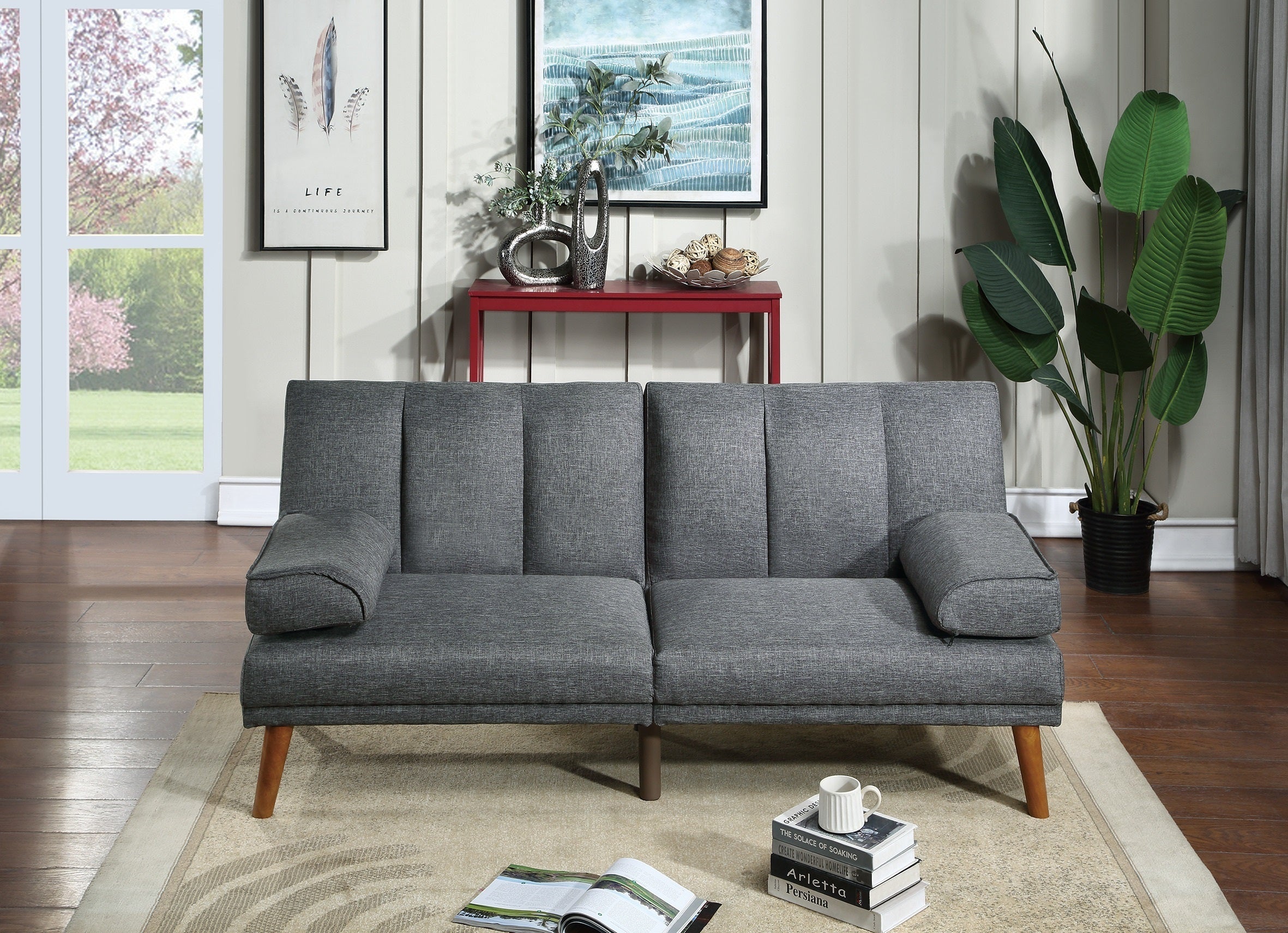 Blue Grey 2pc Sectional Adjustable Sofa Chaise