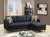 Black Polyfiber Sectional Reversible Chaise