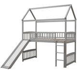 Twin Loft Bed with Slide, House Bed with Slide,White(OLD SKU :LT000212AAE)