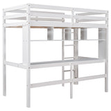 Twin Size Loft Bed with Convenient Desk, Shelves, and Ladder, White(Similar SKU:SM001302AAK)