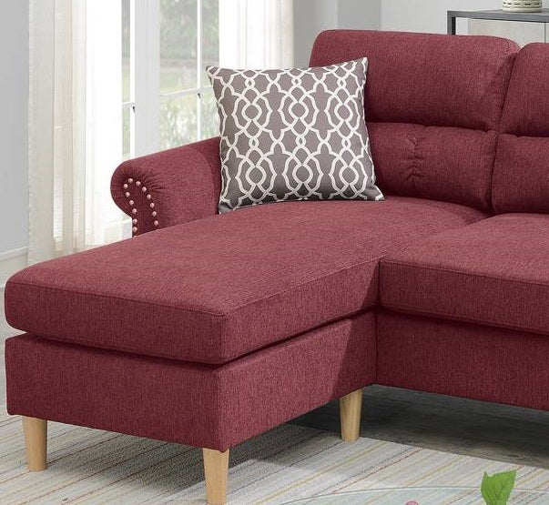 Paprika Red Color Polyfiber Reversible Sectional