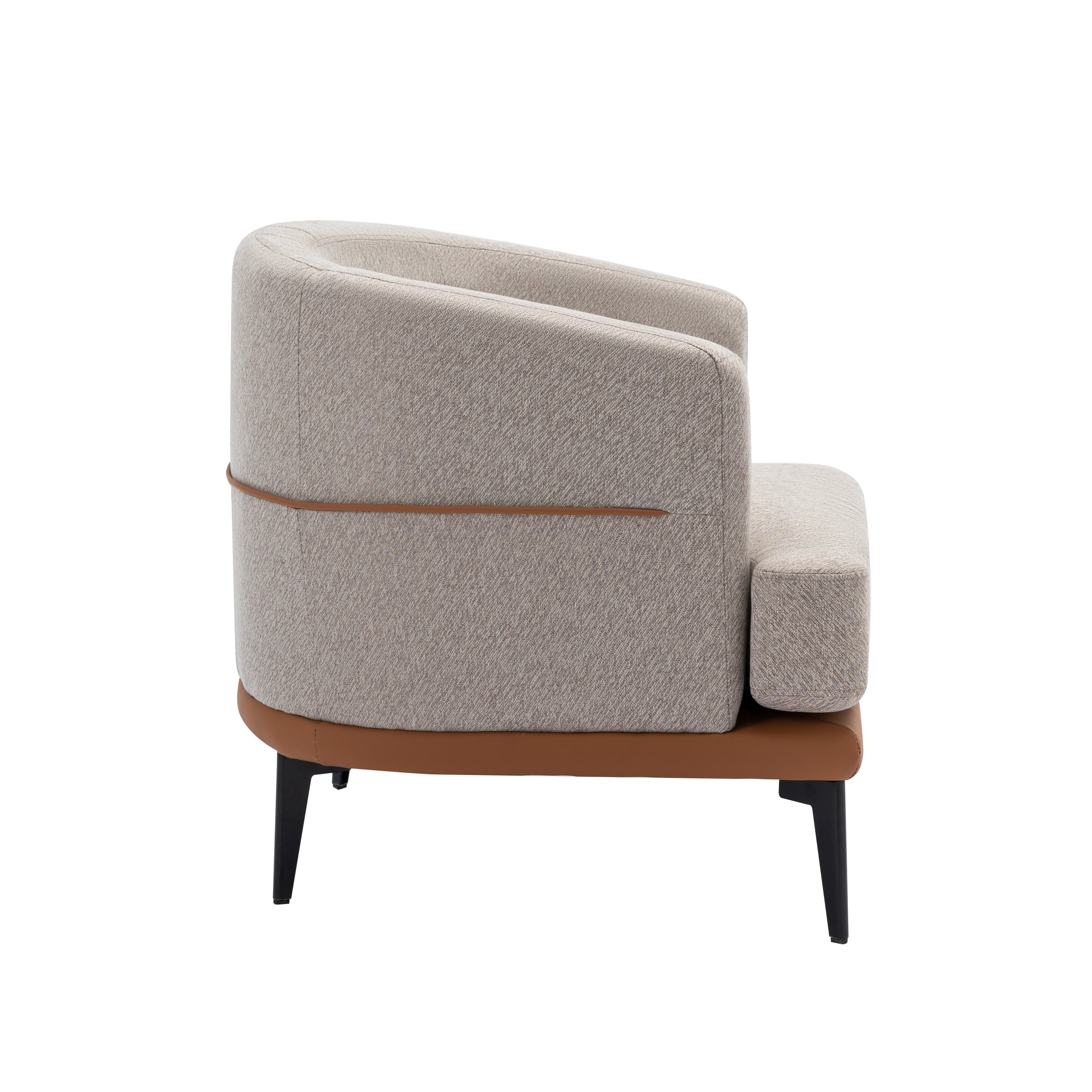 Modern Two-tone Burnt Orange Barrel Fabric Chair