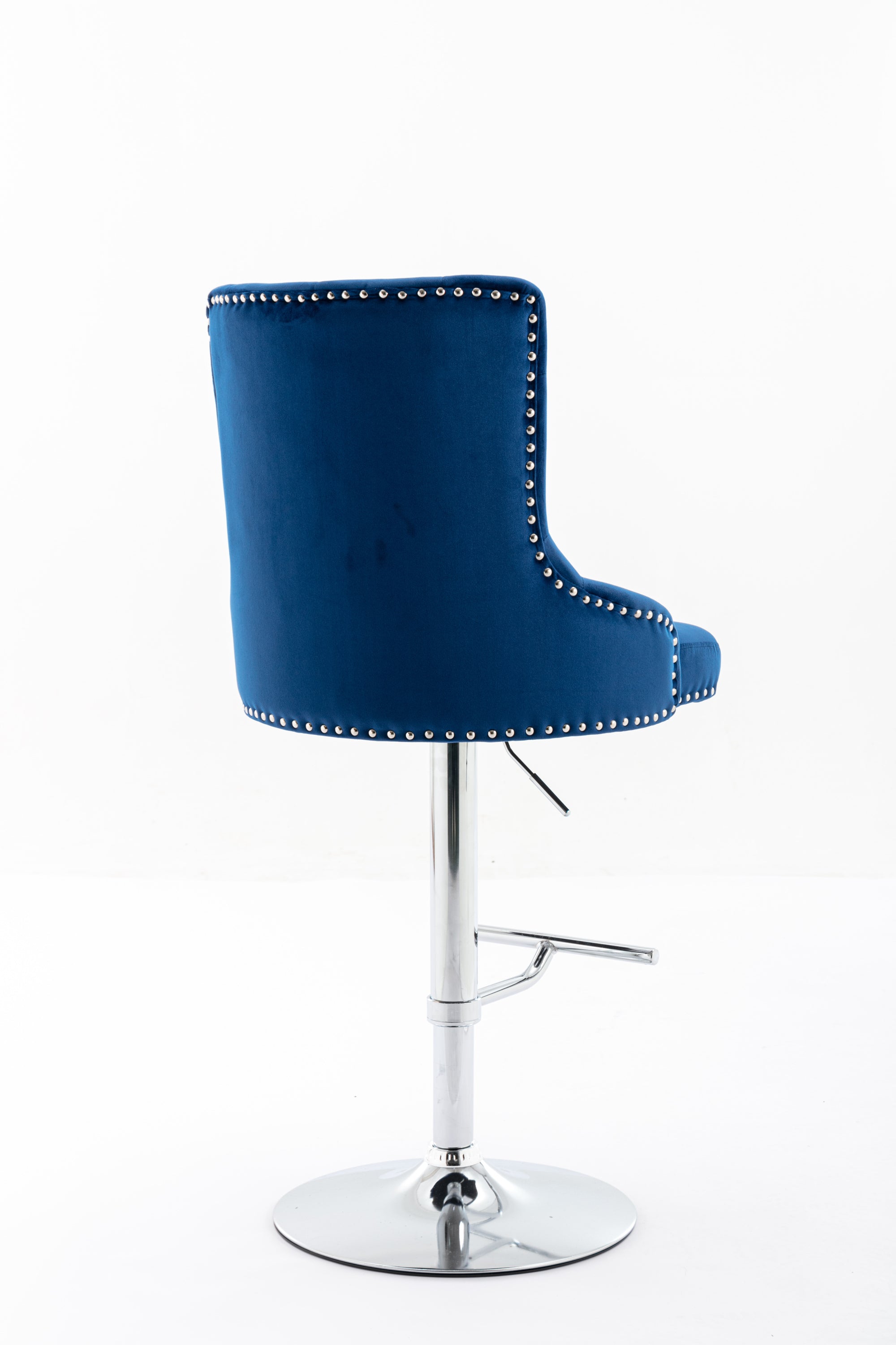 Swivel Velvet Barstools Adjusatble Seat Height , Modern Upholstered Bar Stools with Backs Comfortable Tufted for Home Pub and Kitchen Island（Dark Navy,Set of 2）