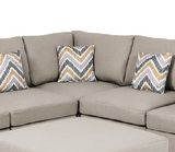 Amira Beige Fabric Reversible Sectional Sofa with Ottoman and Pillows