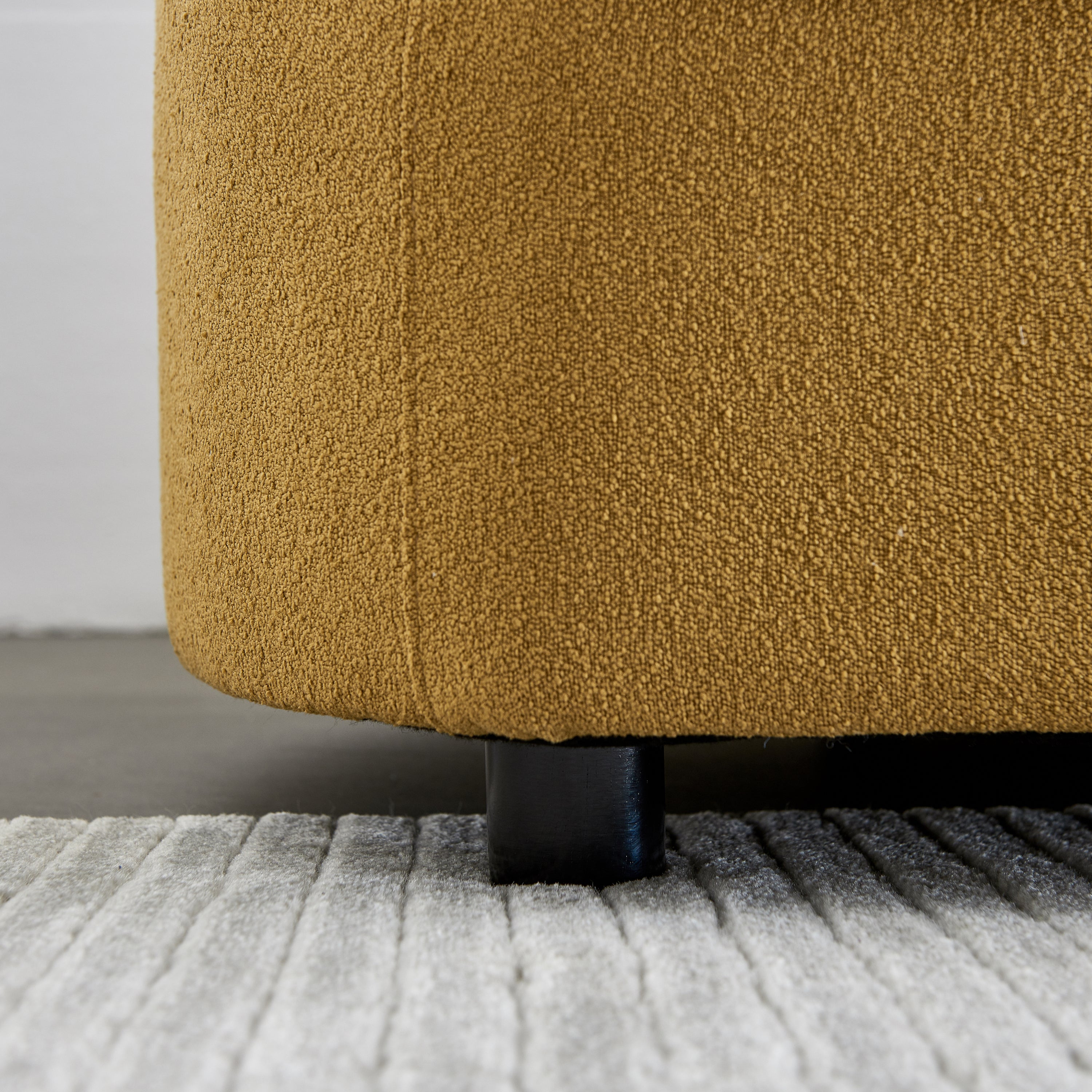 113"  Mid Century Modern Dark Yellow Teddy Fabric Sofa