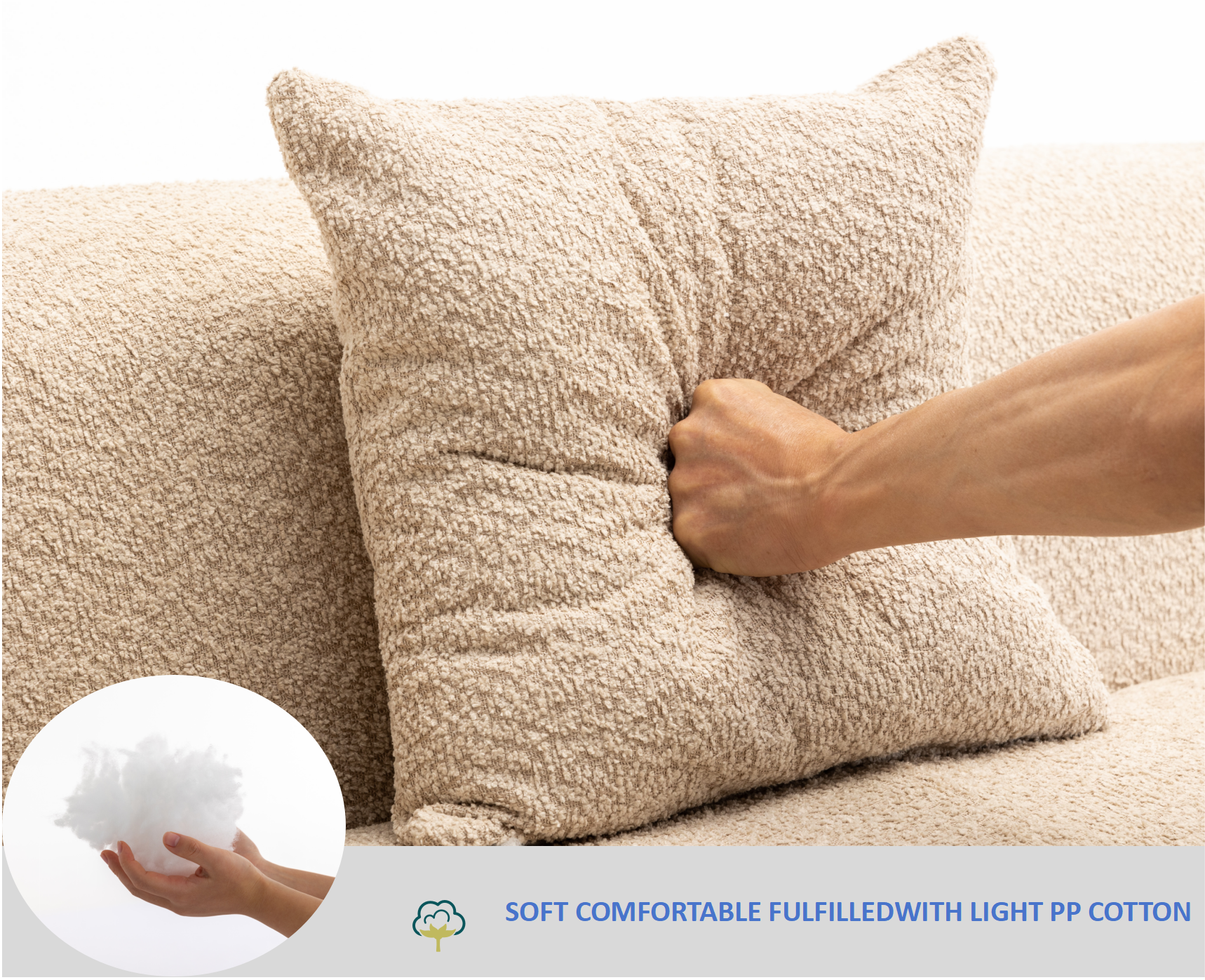 Modular Sectional Living Room Sofa Set, Modern Minimalist Style Couch, Upholstered Sleeper Sofa for Living Room, Bedroom, Salon, 2 PC Free Combination ,Anti-wrinkle,Boucle fabric,Light Brown