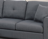 Glossy Charcoal Polyfiber Tufted Cushion Reversible Sectional