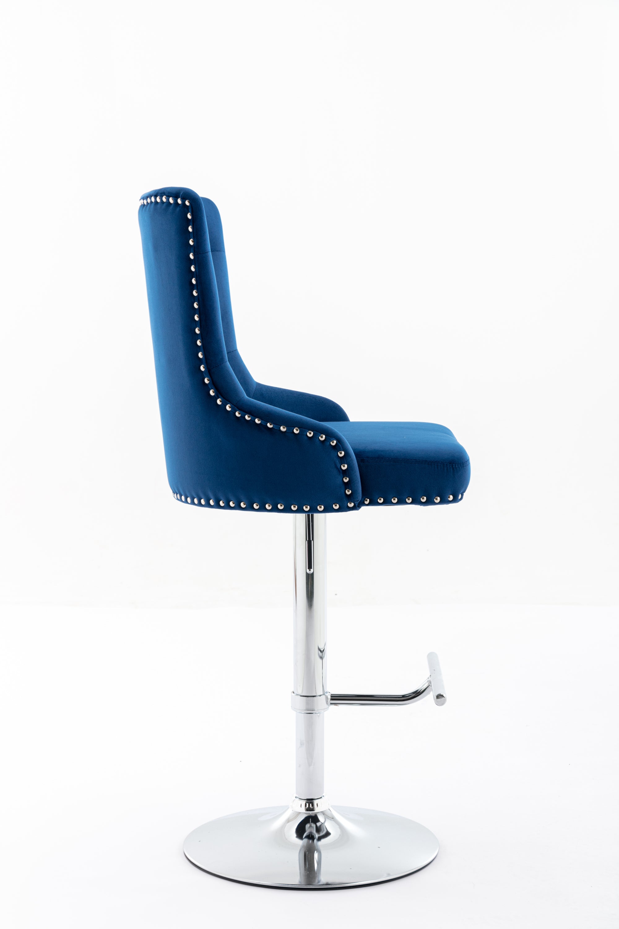 Swivel Velvet Barstools Adjusatble Seat Height , Modern Upholstered Bar Stools with Backs Comfortable Tufted for Home Pub and Kitchen Island（Dark Navy,Set of 2）