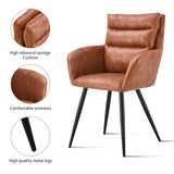 Light brown Modern PU easy cleaning Dining Chairs Set of 2 Handy comfortable Chairs Living Room Chairs Upholstered Chair with Black Metal Legs for Dining Room Kitchen bedroom and Living Room