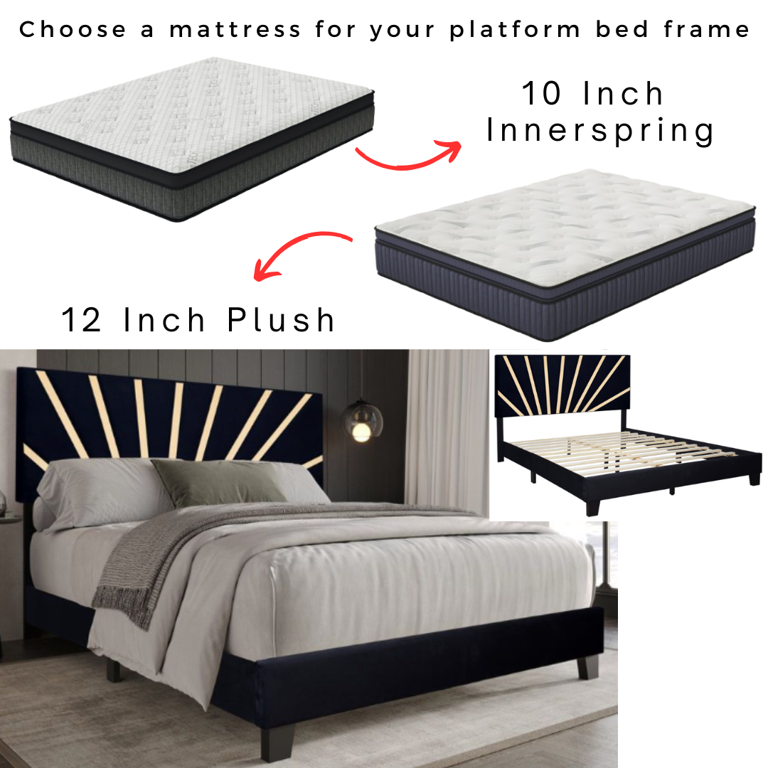 NIKO GOLD VELVET BED & MATTRESS COMBO