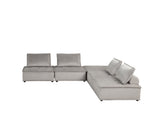 Anna Light Gray Velvet 5 Pc Sectional Sofa Ottoman