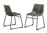 Lotusville Vintage PU Leather Dining Chairs, Set of 2, Antique Grey