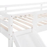 Twin size Loft Bed Wood Bed with Slide, Stair and Chalkboard,White(OLD SKU :WF282115AAK)