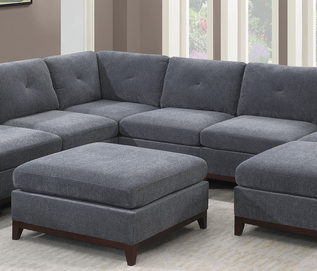 Ash Grey Chenille Fabric Modular Sectional 9pc Set