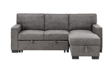 Estelle Dark Gray Fabric Reversible Sleeper Sectional with Storage Chaise Drop-Down Table 2 Cup Holders and 4 USB Ports