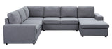 Dakota 120.5" Light Gray Linen 6 Seat Reversible Modular Sectional Sofa Chaise