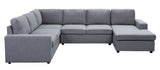 Dakota Light Gray Linen 6 Seat Reversible Modular Sectional Sofa Chaise