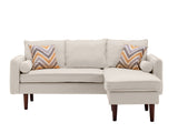 Mia 70" Beige Sectional Sofa Chaise with USB Charger & Pillows