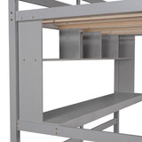 Twin Size Loft Bed with Convenient Desk, Shelves, and Ladder, White(Similar SKU:SM001302AAE)