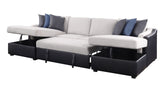 Merill Sectional Sofa w/Sleeper , Beige Fabric & Black PU