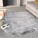 Dark Grey Faux Fur Area Rug 6x7.5