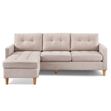 87" Wide Beige Reversible Sectional Sofa with Ottoman